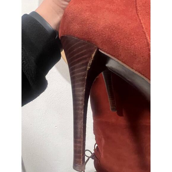 Sam Edelman Stiletto Suede Over The Knee Tall Boots size 10 Orange Red - Picture 7 of 10